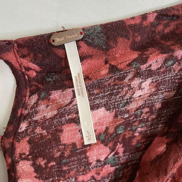 Free People Small Red  Festival Floral Boho All The Right Ruffles Romper Shorts - Picture 4 of 5